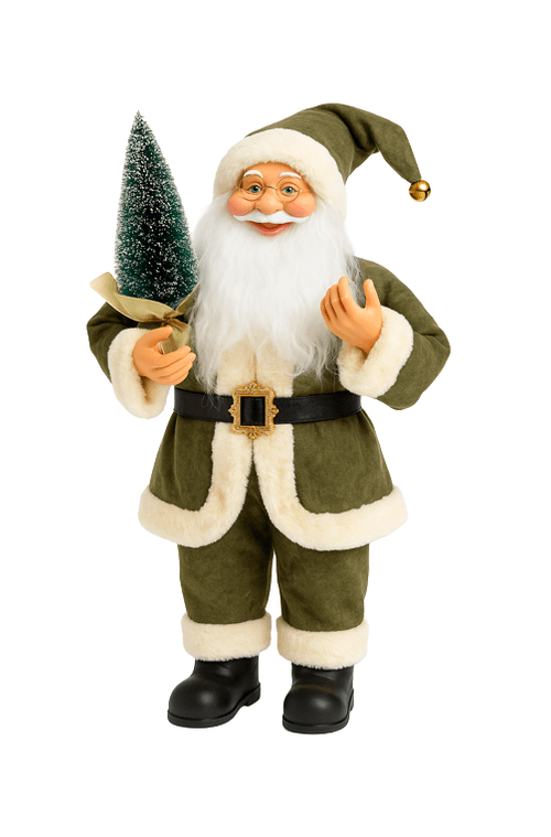 Papai Noel Natalino em Pé com Àrvore Grande