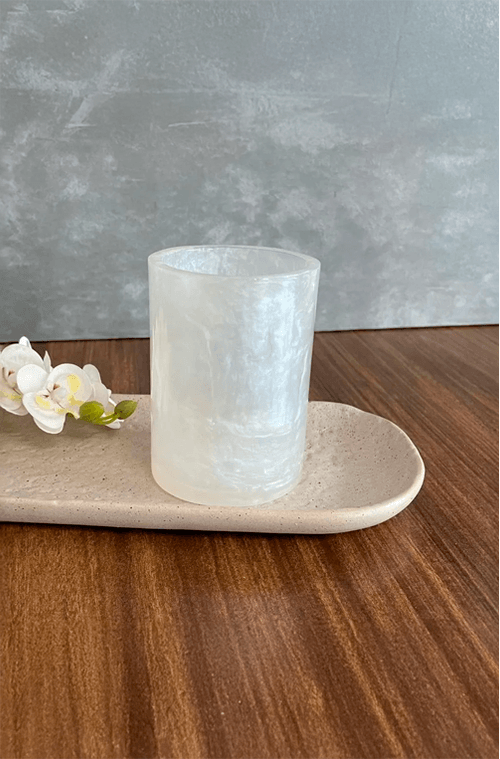 Porta Escovas Poliresina Madrepérola Branco