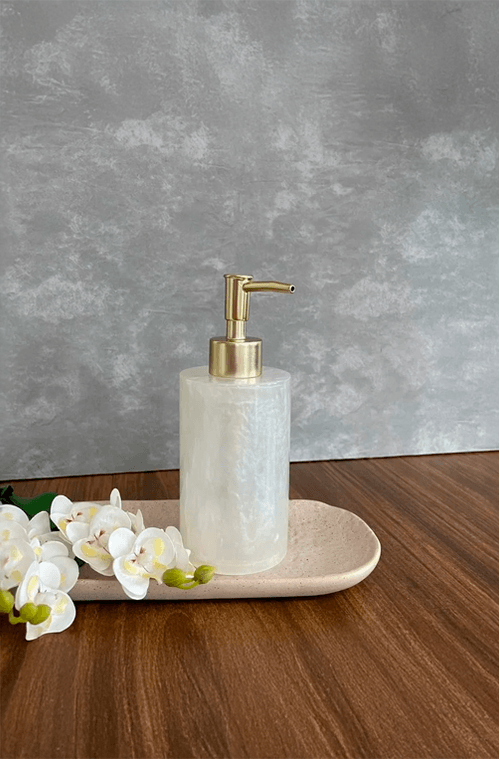 Porta Sabonete Líquido Poliresina Madrepérola Branco