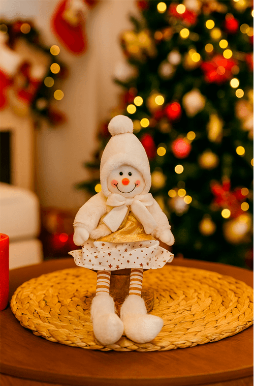 Boneca de Neve Sentado com Saia