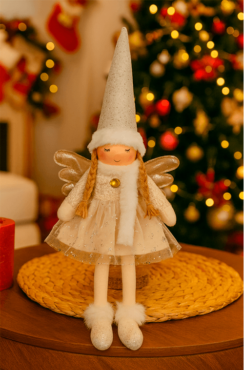 Boneca Natalina Menina Sentada com Asas