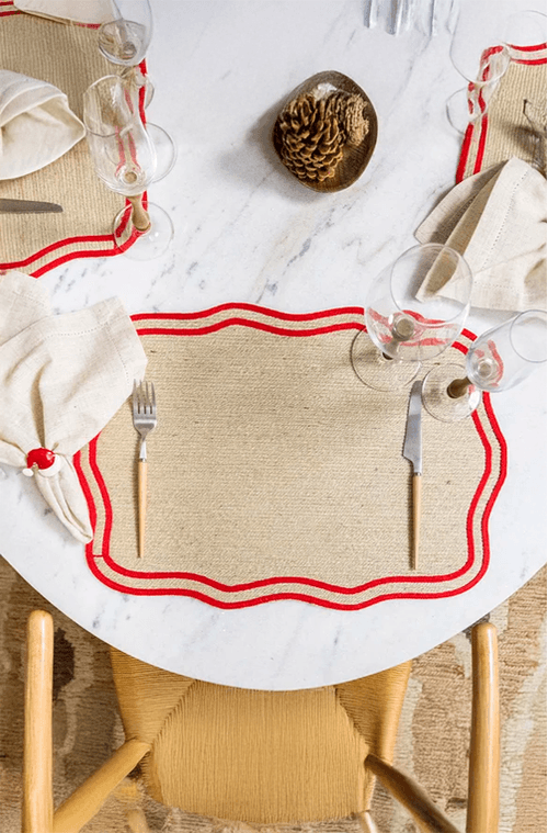 Jogo Americano Natalino Nature Juta Vermelho