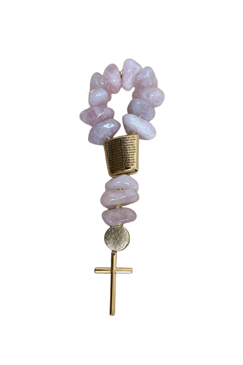 Colar de Mesa Terço 10 Pedras Rosa