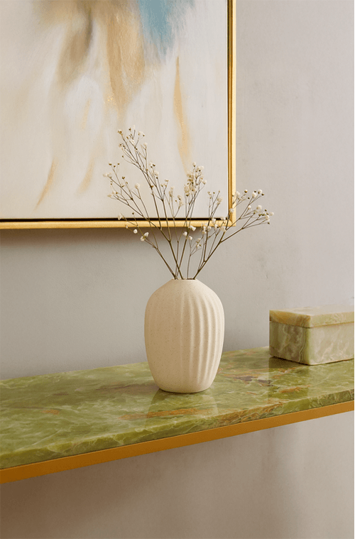 Mini Vaso em Poliresina Bege Grande