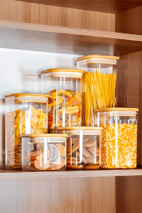 Pote Quadrado em Vidro Borossilicato com Tampa de Bambu 2L