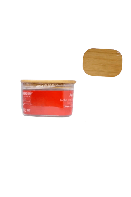 Pote Retangular de Vidro Borossilicato com Tampa Bambu 1L