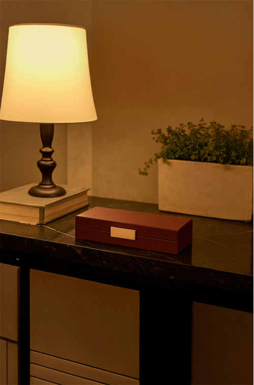 Caixa Decorativa Mdf com Revenstimento em Pu Vinho Pequena