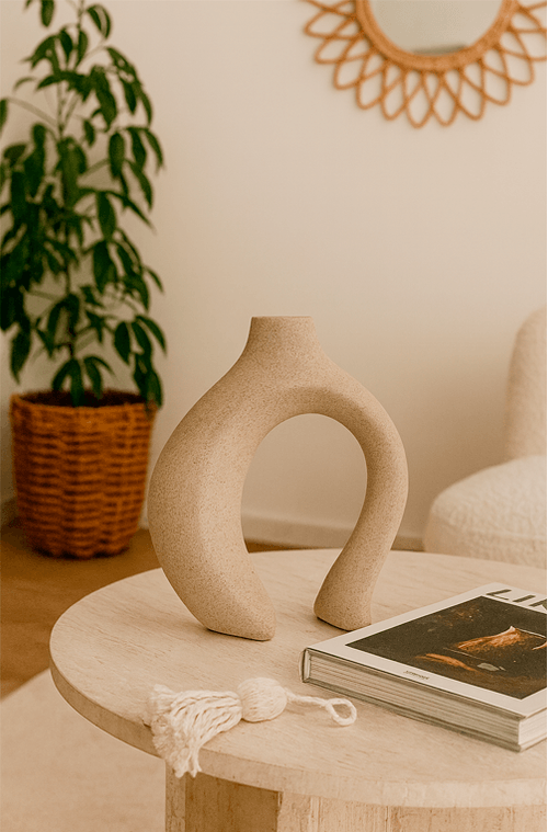 Vaso Decorativo em Poliresina Pequeno Bege