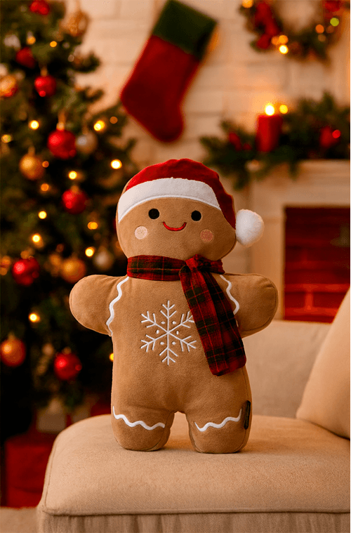 Almofada Natalina Gingerbell com Bordado e Aplicação Grande
