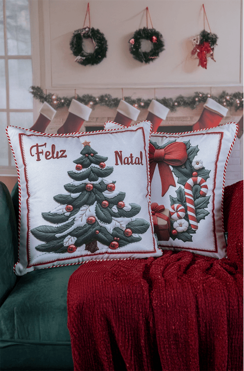 Almofada Natalina Feliz Natal Árvore